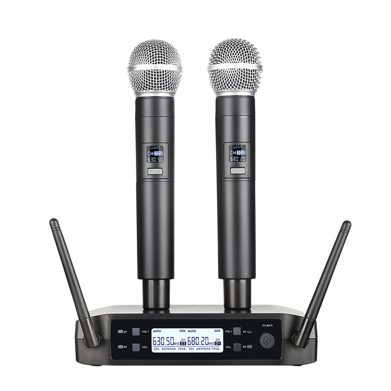 Shure Mic Sm58 - Microfone sem fio portátil, canais duplos,
