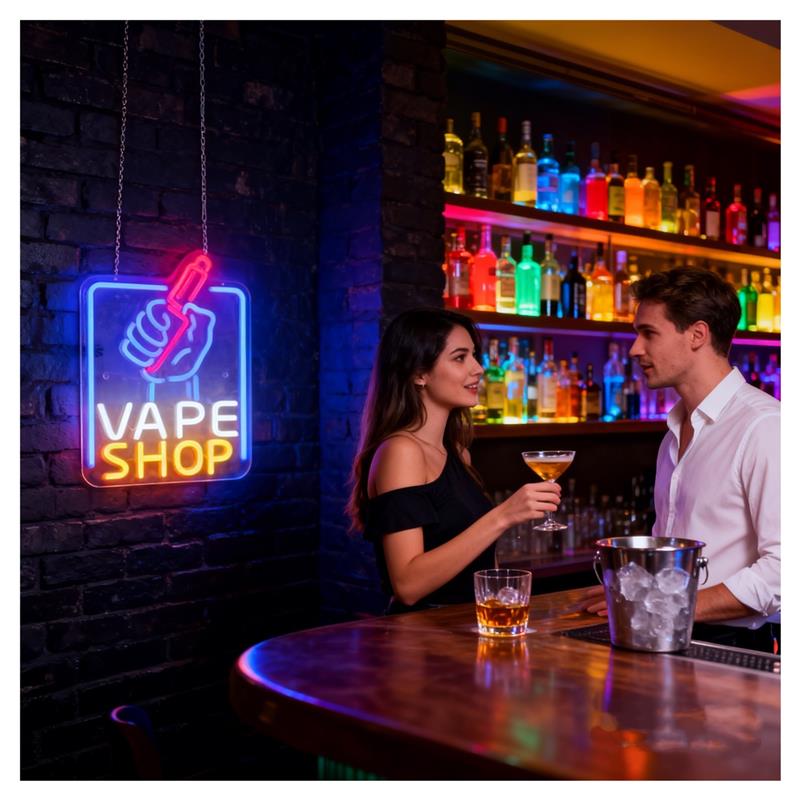 Letreiro Neon Vape Shop com LE - Vaping Store avaliação e preço